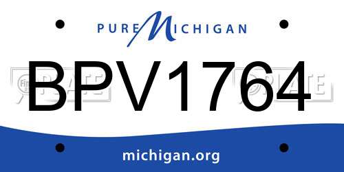 BPV1764 Michigan License Plate