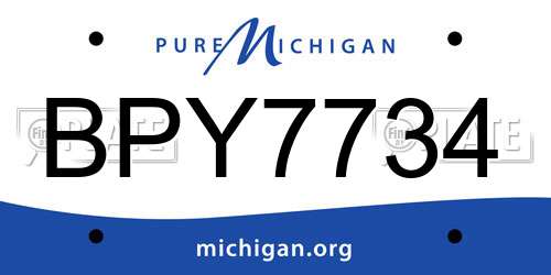 BPY7734 Michigan License Plate