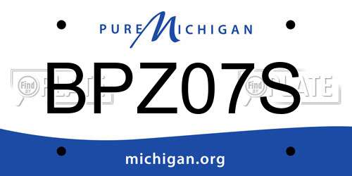 BPZ07S Michigan License Plate
