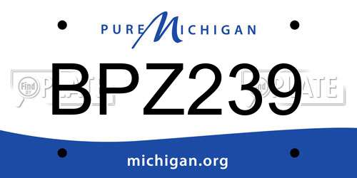 BPZ239 Michigan License Plate