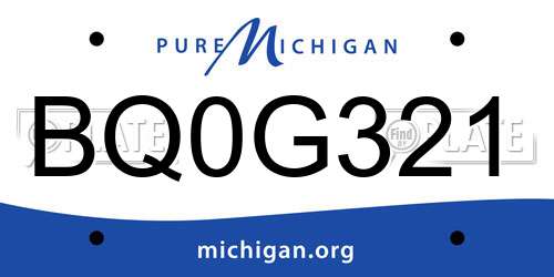 BQ0G321 Michigan License Plate