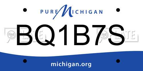 BQ1B7S Michigan License Plate