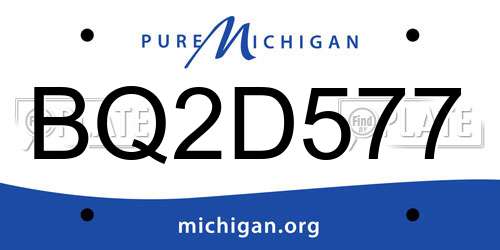 BQ2D577 Michigan License Plate