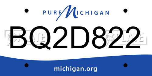 BQ2D822 Michigan License Plate
