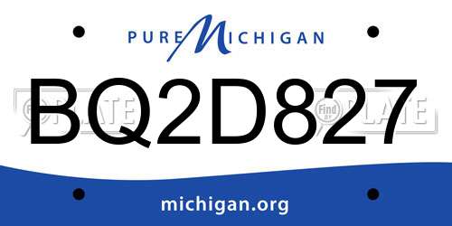 BQ2D827 Michigan License Plate