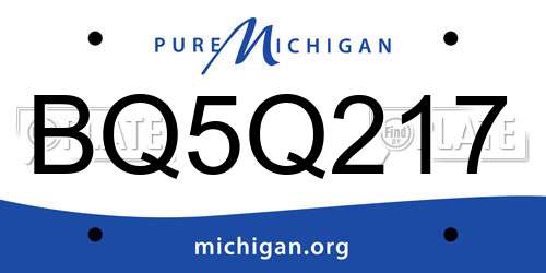 BQ5Q217 Michigan License Plate