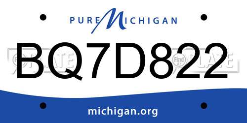 BQ7D822 Michigan License Plate