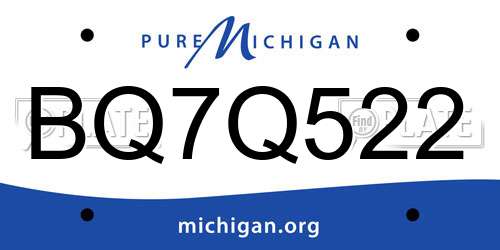 BQ7Q522 Michigan License Plate