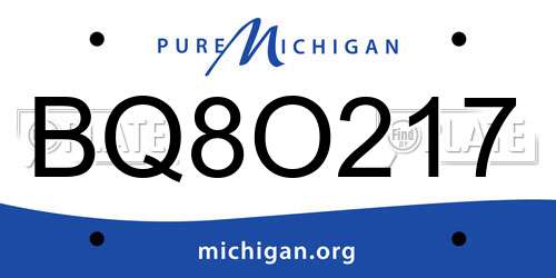 BQ8O217 Michigan License Plate