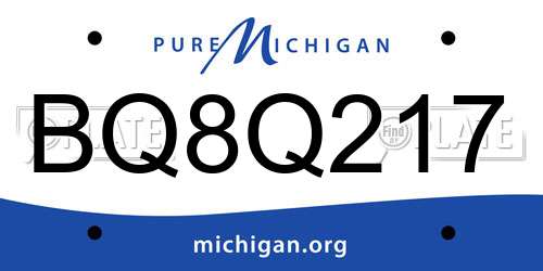 BQ8Q217 Michigan License Plate