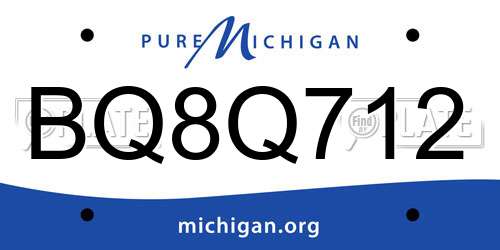 BQ8Q712 Michigan License Plate
