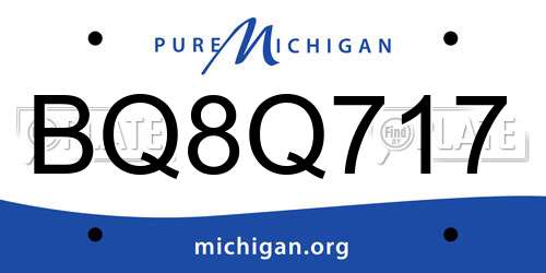 BQ8Q717 Michigan License Plate