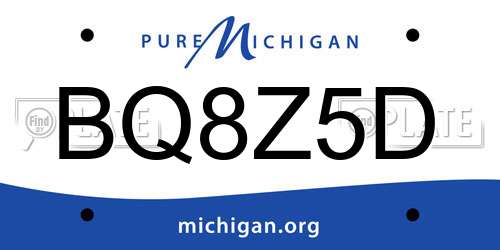 BQ8Z5D Michigan License Plate