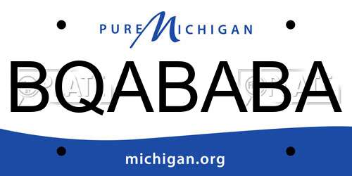 BQABABA Michigan License Plate