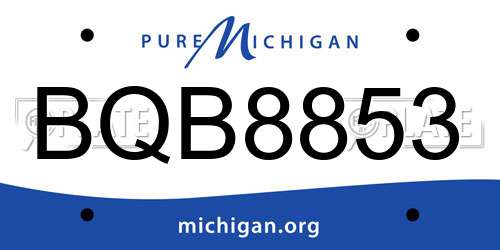 BQB8853 Michigan License Plate