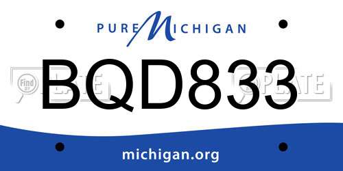 BQD833 Michigan License Plate