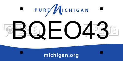 BQEO43 Michigan License Plate