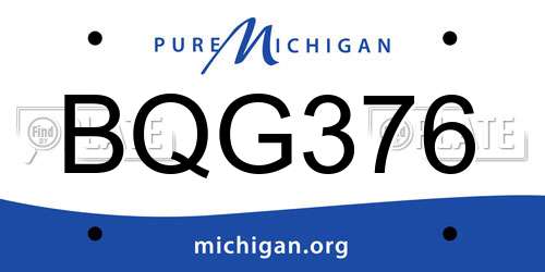 BQG376 Michigan License Plate