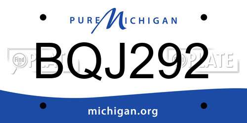 BQJ292 Michigan License Plate