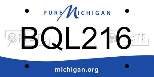 BQL216 Michigan License Plate