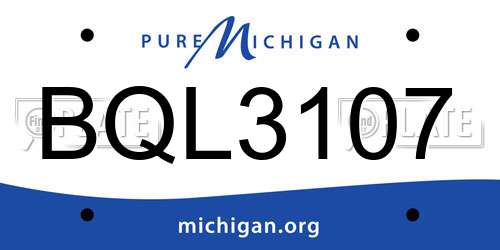 BQL3107 Michigan License Plate