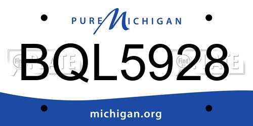 BQL5928 Michigan License Plate