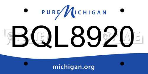 BQL8920 Michigan License Plate