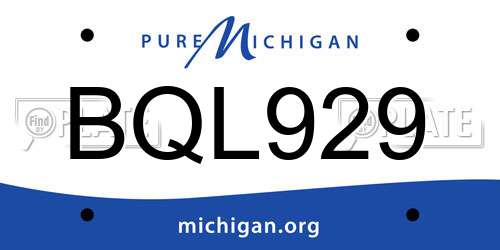 BQL929 Michigan License Plate