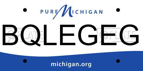 BQLEGEG Michigan License Plate