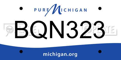 BQN323 Michigan License Plate