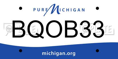 BQOB33 Michigan License Plate