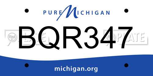 BQR347 Michigan License Plate