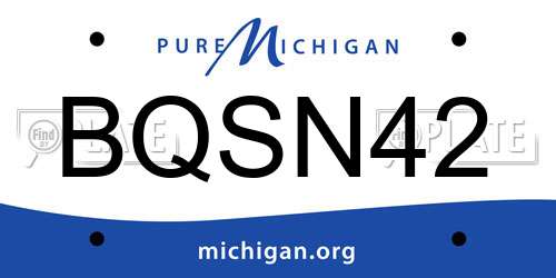 BQSN42 Michigan License Plate