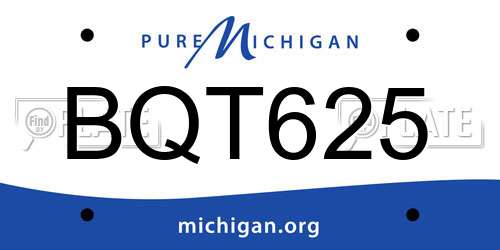 BQT625 Michigan License Plate
