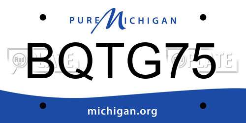 BQTG75 Michigan License Plate