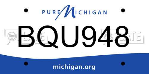 BQU948 Michigan License Plate