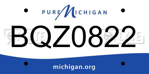 BQZ0822 Michigan License Plate