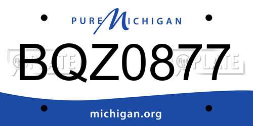 BQZ0877 Michigan License Plate