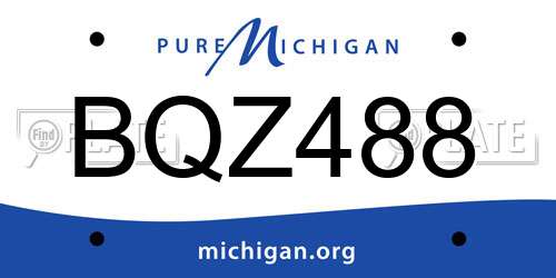 BQZ488 Michigan License Plate