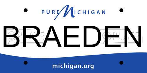 BRAEDEN Michigan License Plate
