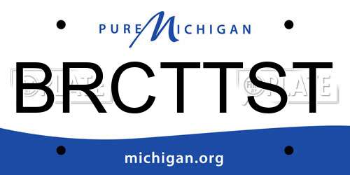 BRCTTST Michigan License Plate