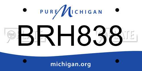 BRH838 Michigan License Plate
