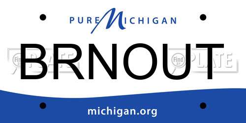 BRNOUT Michigan License Plate