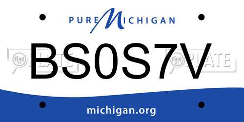 BS0S7V Michigan License Plate