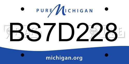 BS7D228 Michigan License Plate