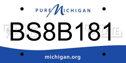 BS8B181 Michigan License Plate