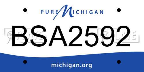 BSA2592 Michigan License Plate