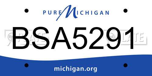 BSA5291 Michigan License Plate