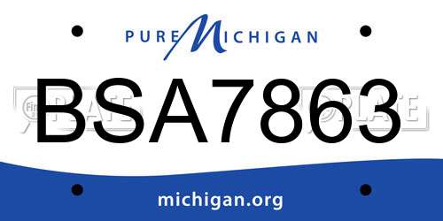 BSA7863 Michigan License Plate