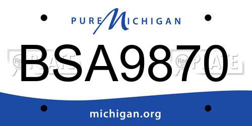 BSA9870 Michigan License Plate